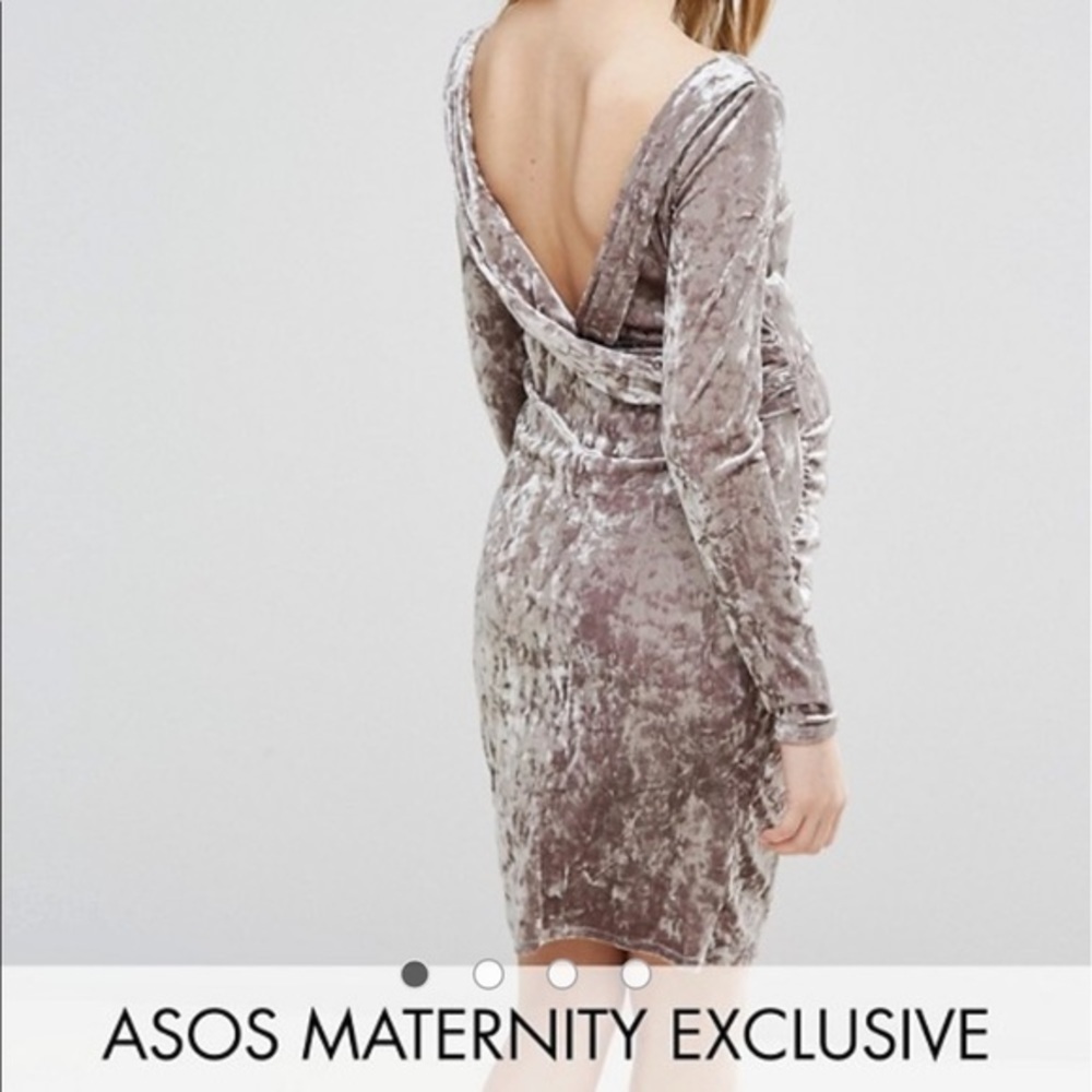 NWT Asos velvet open back cowl dress silver